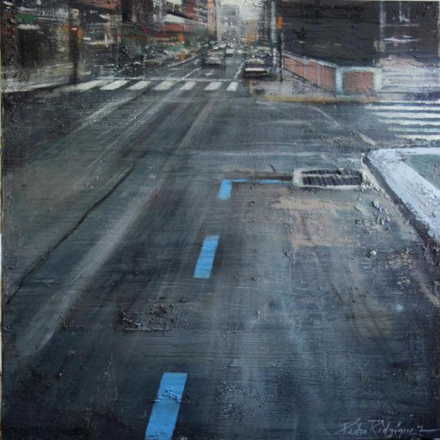 Línea azul.50x50 cms.